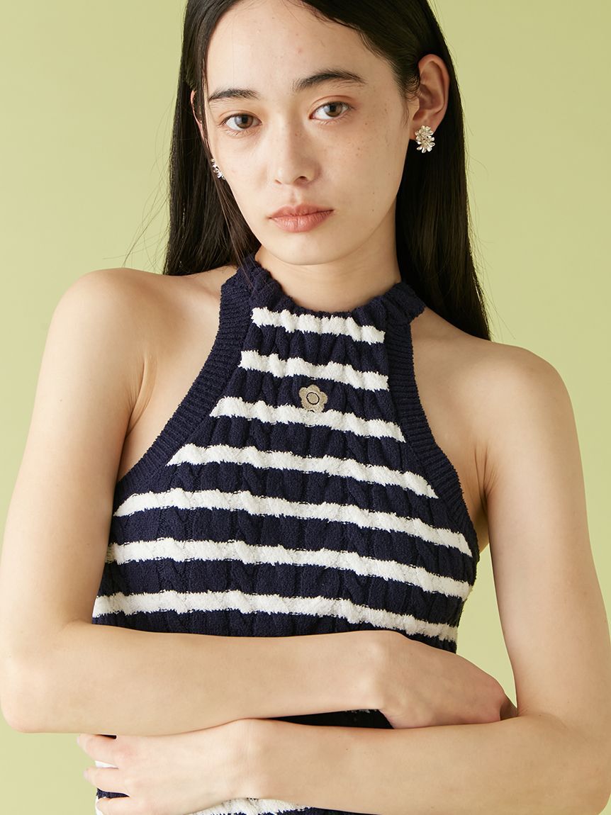 LILY BROWN「【LILY BROWN&times;MARY QUANT】デイジー刺繍アメスリケーブルニット」|ニット・セーター|