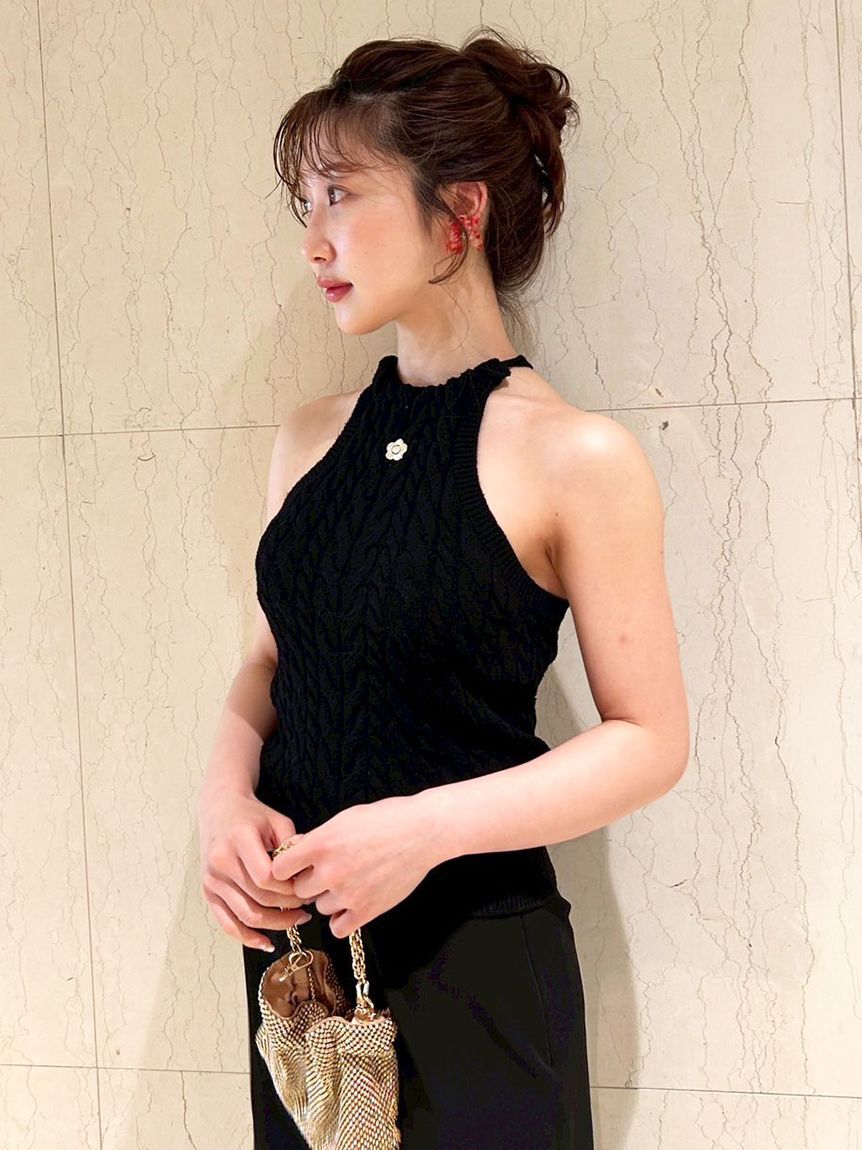 LILY BROWN「【LILY BROWN&times;MARY QUANT】デイジー刺繍アメスリケーブルニット」|ニット・セーター|