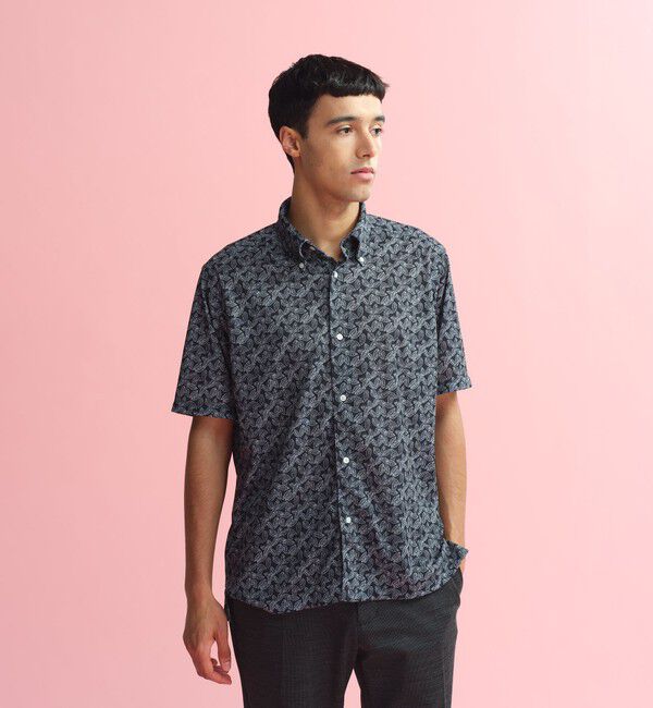 MACKINTOSH PHILOSOPHY「ボタニカルプリント ボタンダウン半袖シャツ」|シャツ・ブラウス|ブラック