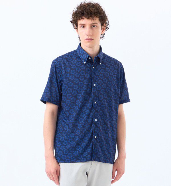 MACKINTOSH PHILOSOPHY「ボタニカルプリント ボタンダウン半袖シャツ」|シャツ・ブラウス|ネイビー
