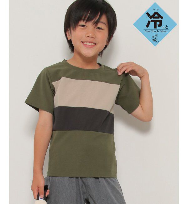 ikka kids「MK横切り替えTシャツ（120~160cm）」|Tシャツ・カットソー|オリーブ