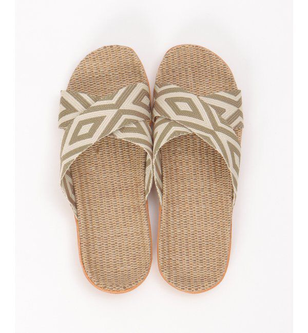 Lbc with Life「幾何学ベルトジュートサンダル」|ルームシューズ|グレー