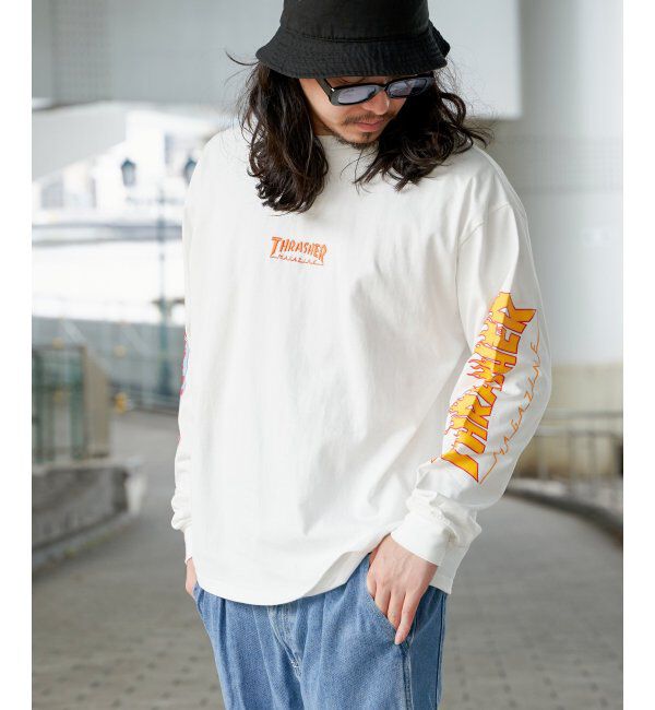 VENCE share style「THRASHER スラッシャー 袖プリントロンT」|Tシャツ・カットソー|
