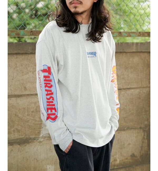 VENCE share style「THRASHER スラッシャー 袖プリントロンT」|Tシャツ・カットソー|