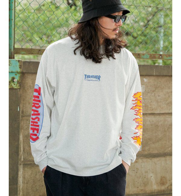 VENCE share style「THRASHER スラッシャー 袖プリントロンT」|Tシャツ・カットソー|