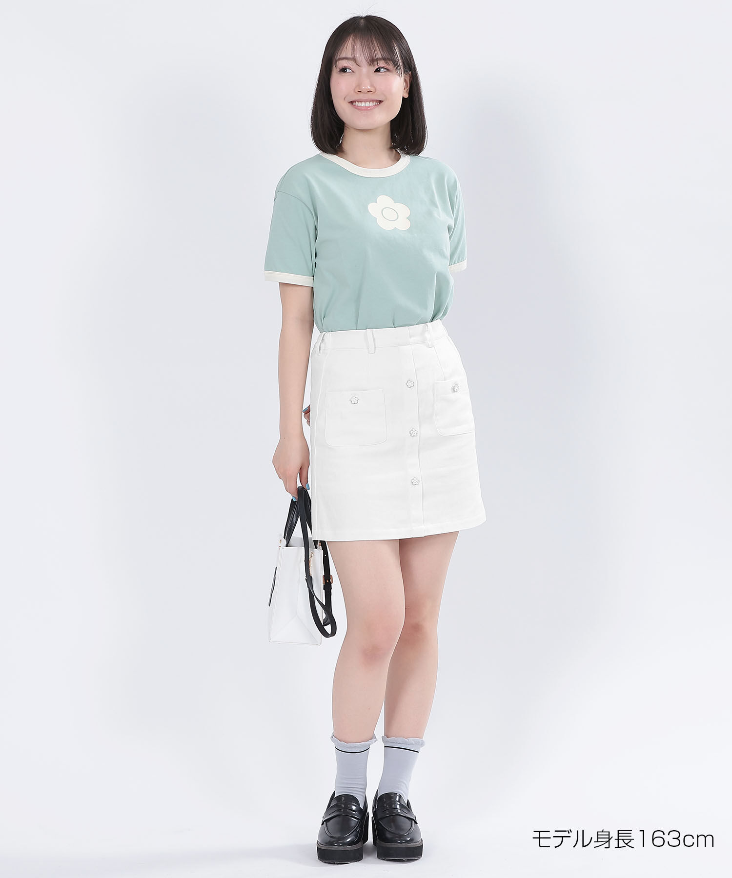 MARY QUANT「エポデイジーボタンデニムミニ スカート」|スカート|ホワイト