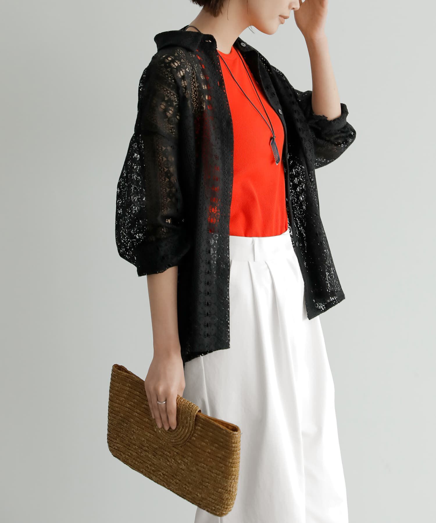 STYLE DELI「甘くならない縦模様コットンレースシャツ」|シャツ・ブラウス|