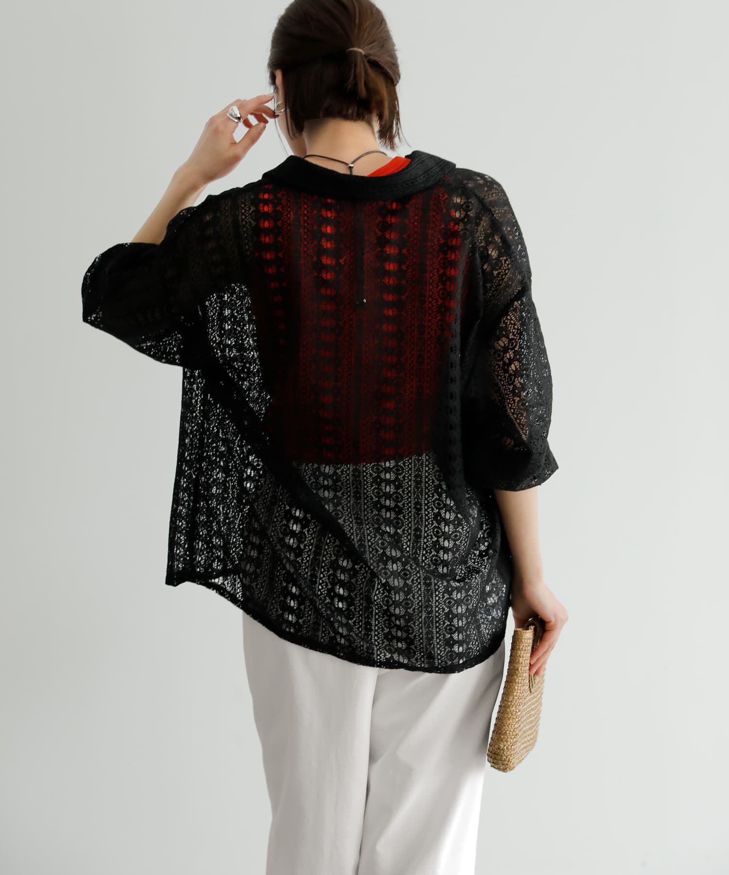 STYLE DELI「甘くならない縦模様コットンレースシャツ」|シャツ・ブラウス|