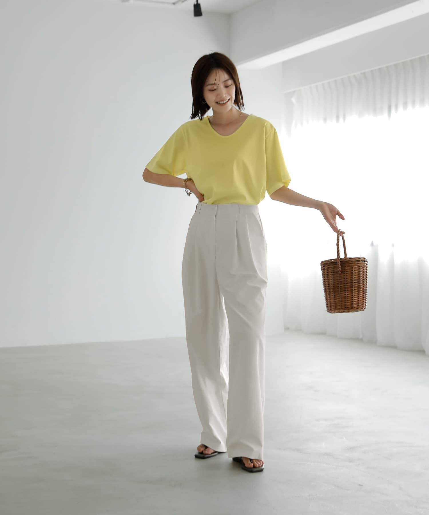 STYLE DELI「デコルテが開いたヌケ感５分袖Tシャツ」|Tシャツ・カットソー|