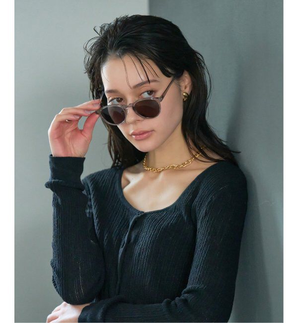  「【WEB限定】ボストン型 サングラス | カラーレンズ 軽量 トレンド 紫外線対策 UVカット ユニセックス」|サングラス|薄グレー