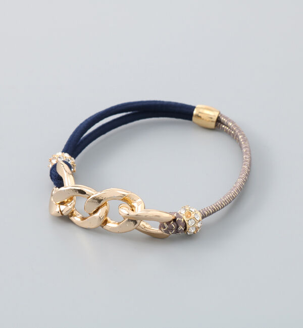 Phoebe「バイカラーチェーンヘアブレス　ネイビー」|ブレスレット・バングル|ネイビー