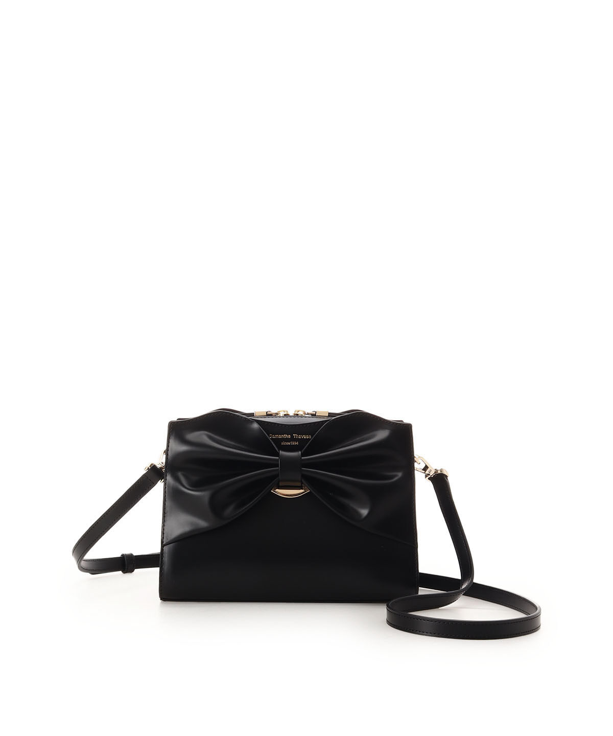 Samantha Thavasa「ドレープリボンレザーショルダーバッグ」|ショルダー・メッセンジャー|ブラック