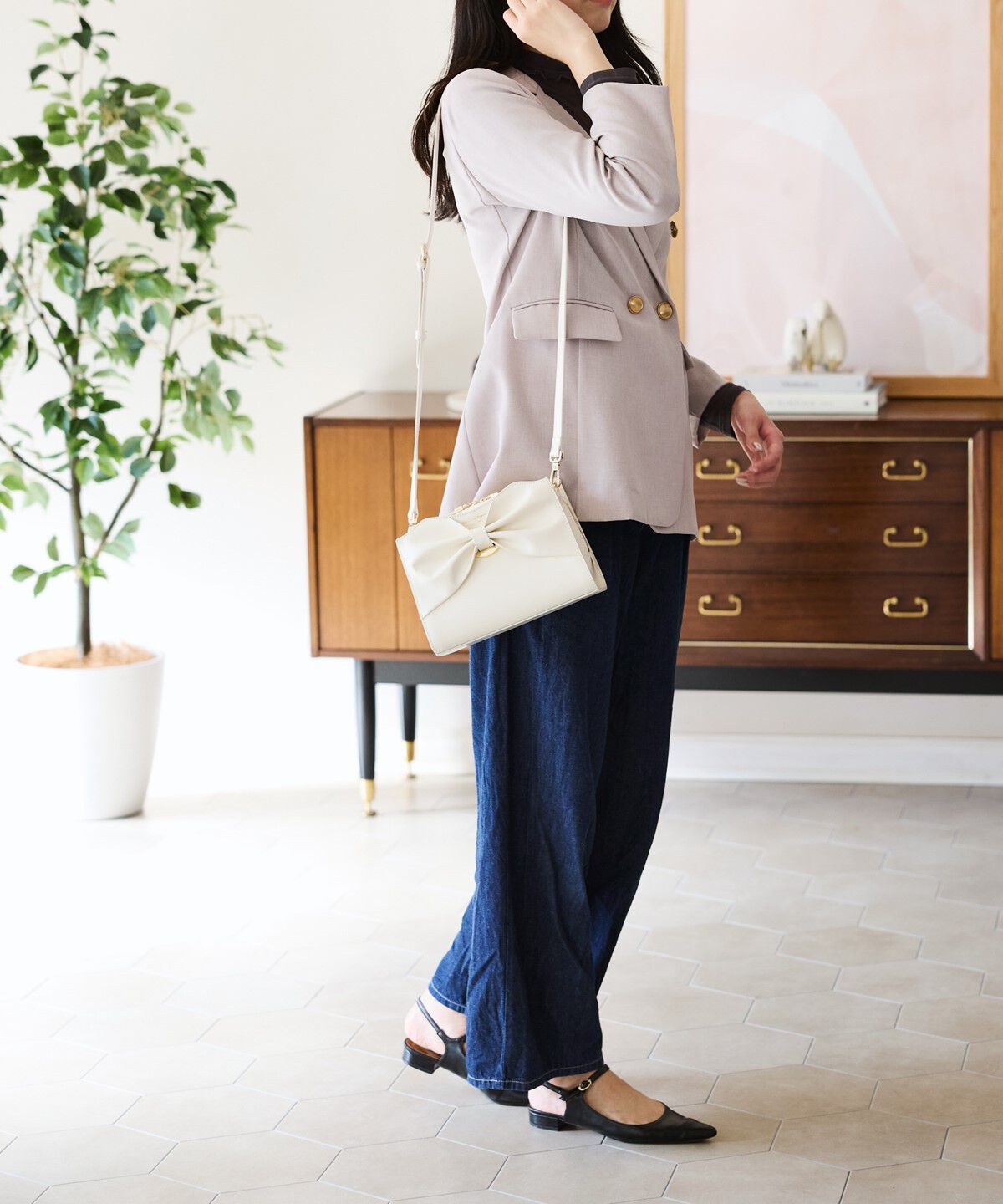 Samantha Thavasa「ドレープリボンレザーショルダーバッグ」|ショルダー・メッセンジャー|