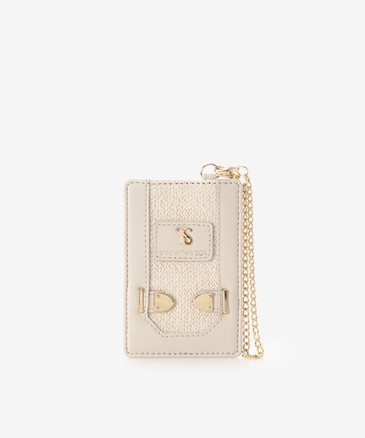 Samantha Vega「パナマ風ベルト金具パスケース」|定期入れ|ホワイト