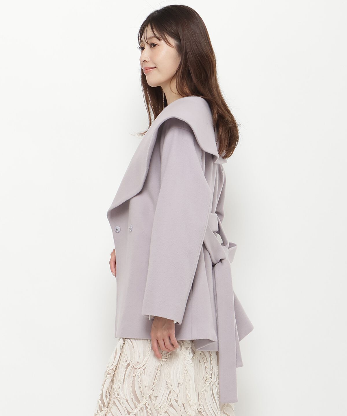 アンドクチュール「ウールビーバーショールカラーショートコート」|ダウン|