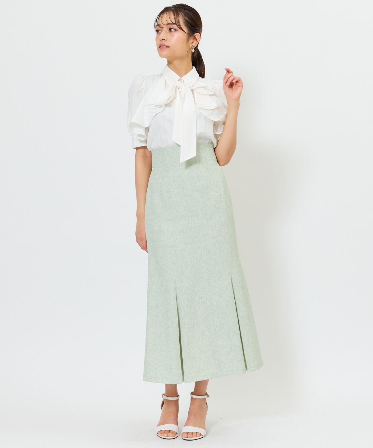 アンドクチュール「バックリボンマーメイドスカート」|フレア|