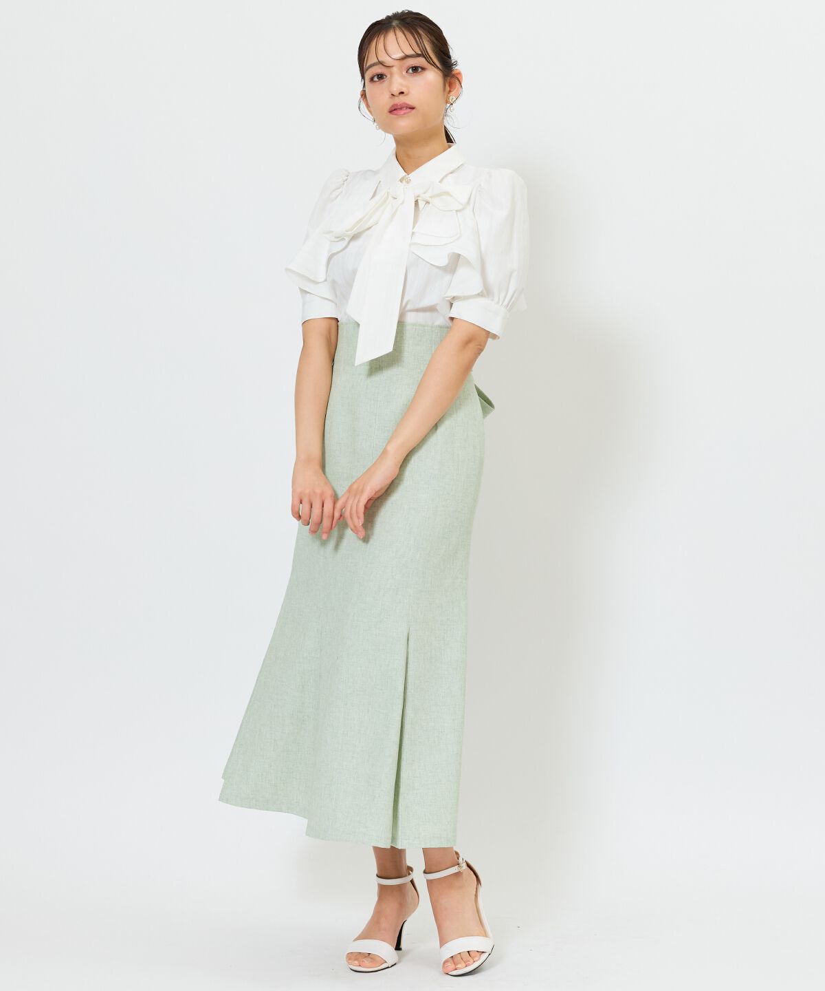 アンドクチュール「バックリボンマーメイドスカート」|フレア|