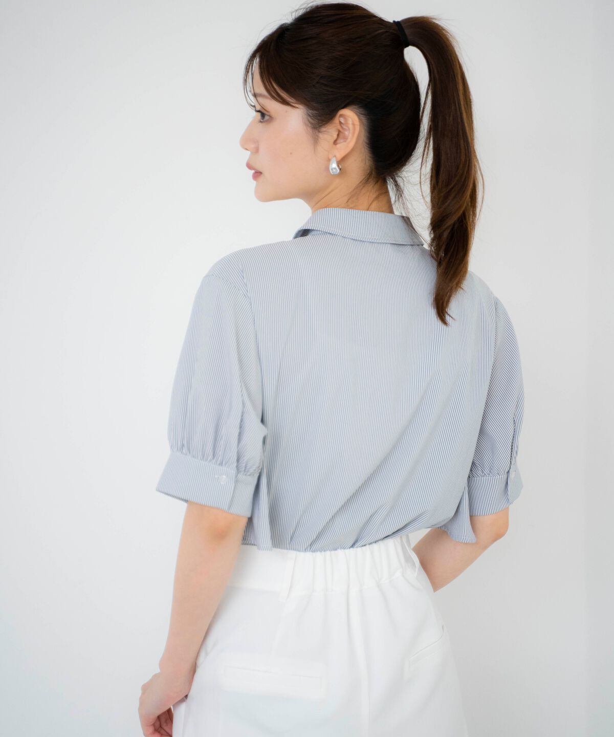 アンドクチュール「ストライプヨークハーフスリーブシャツ」|シャツ・ブラウス|