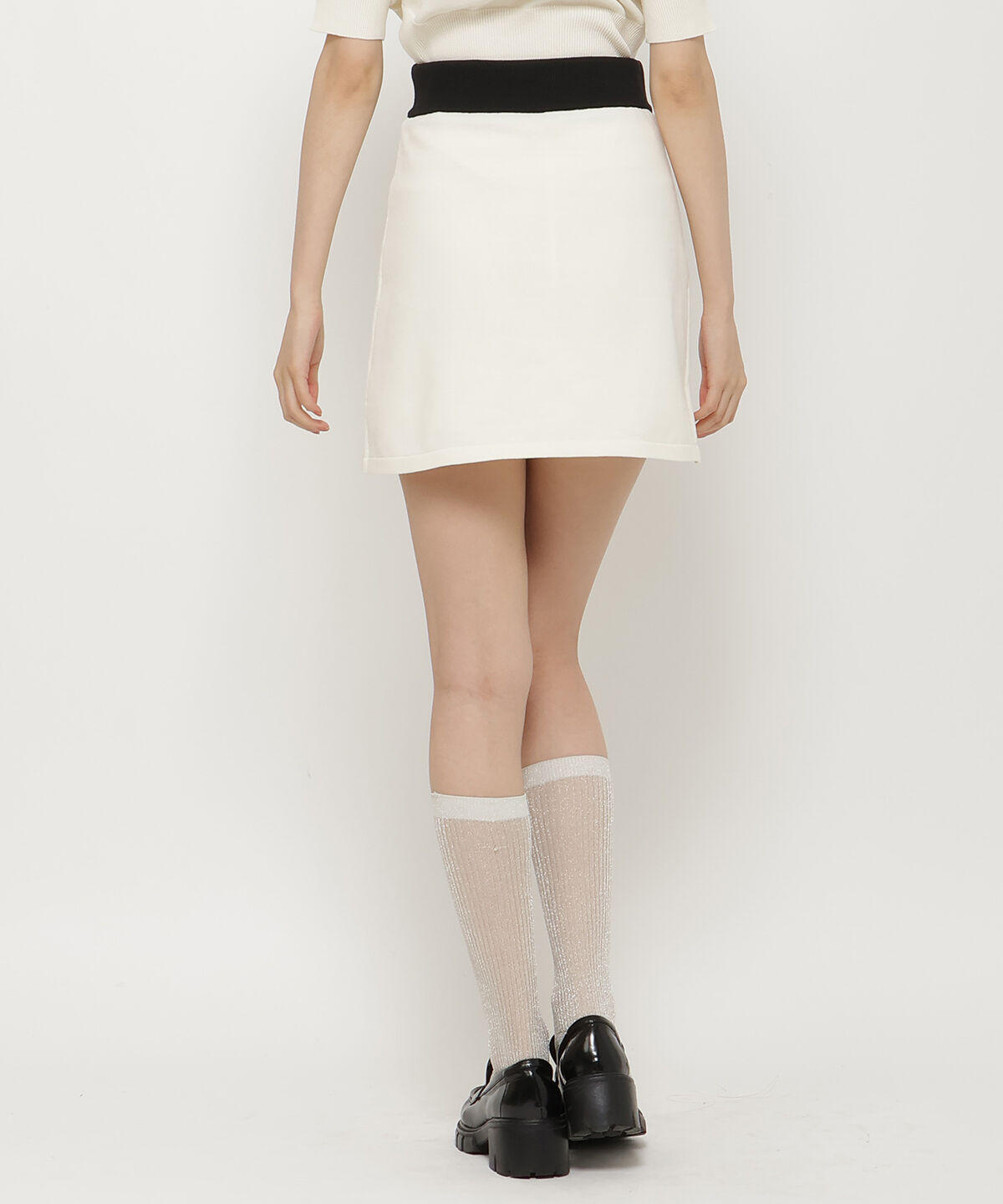 REDYAZEL「バイカラーニットミニスカート」|台形|