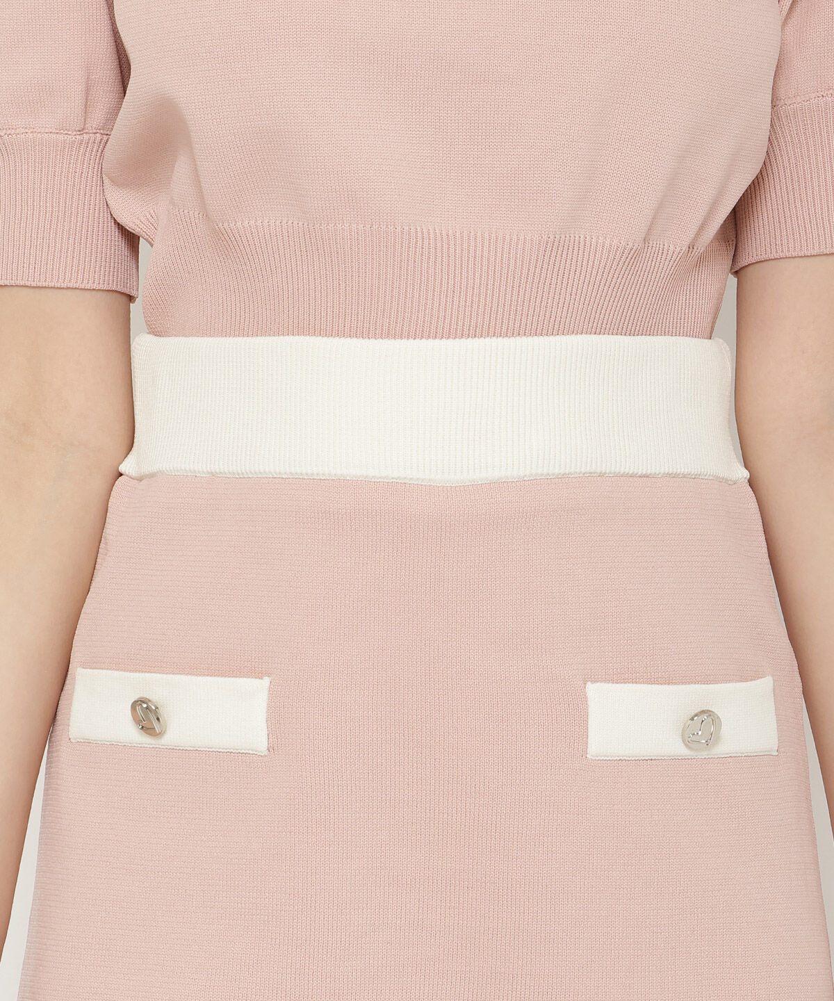 REDYAZEL「バイカラーニットミニスカート」|台形|