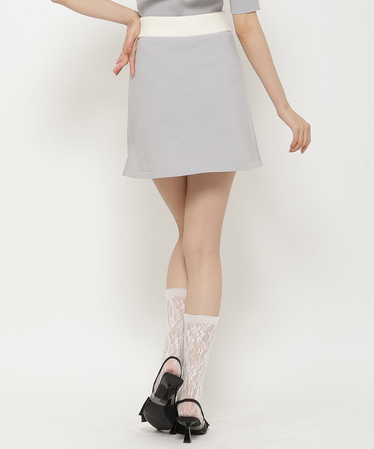 REDYAZEL「バイカラーニットミニスカート」|台形|