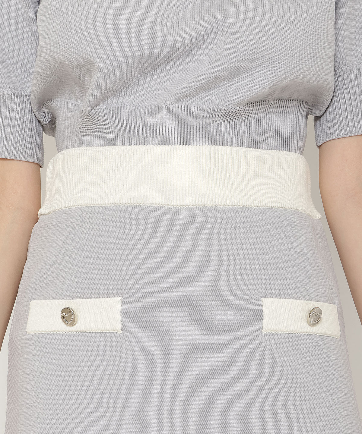 REDYAZEL「バイカラーニットミニスカート」|台形|