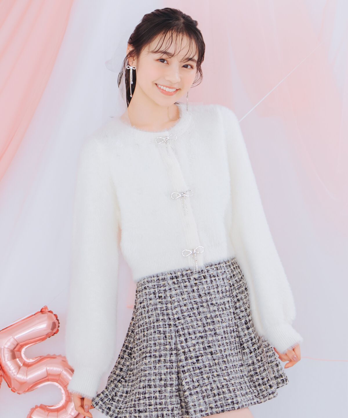 WILLSELECTION「リボンモチーフシャギーカーディガン」|カーディガン|