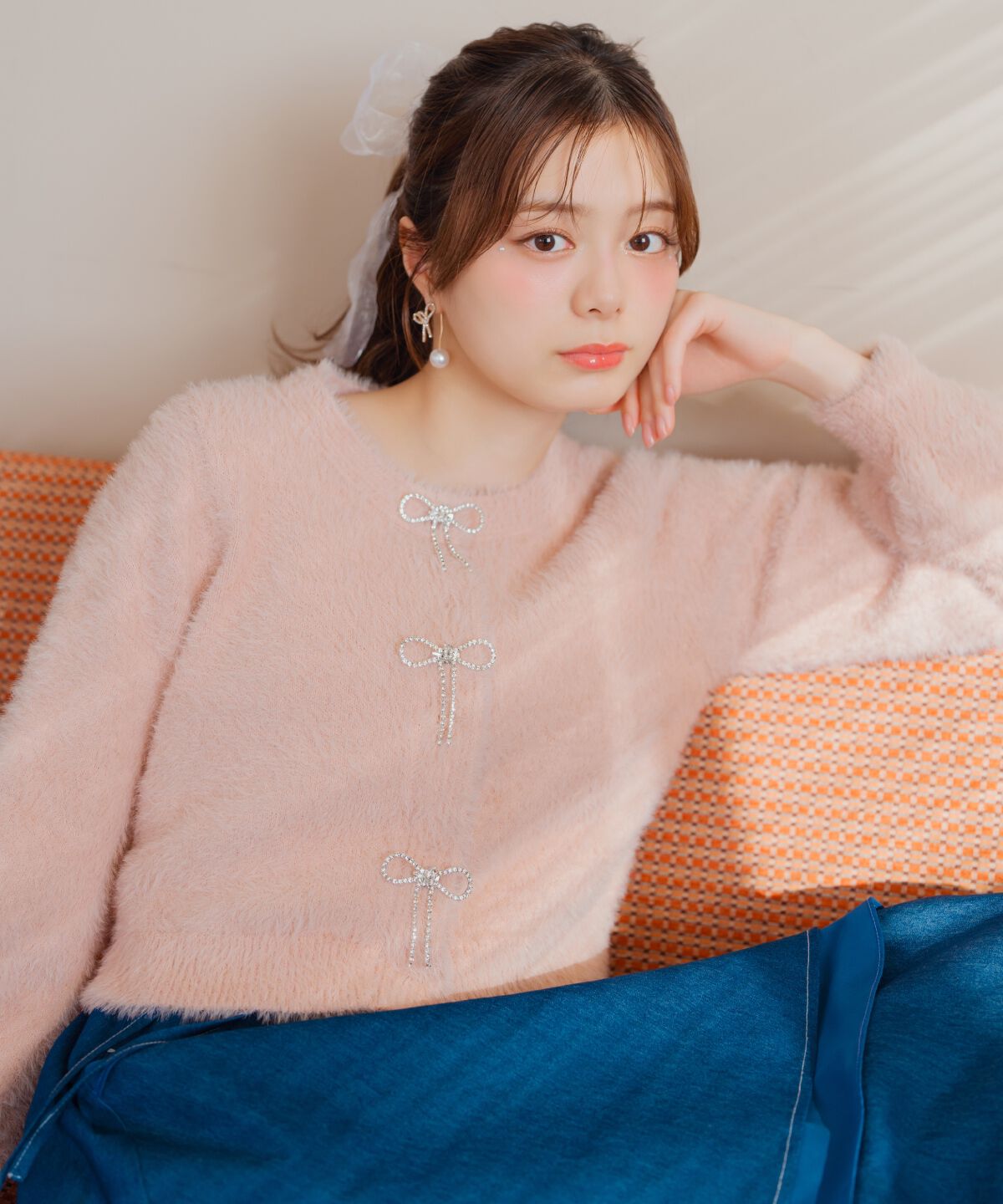 WILLSELECTION「リボンモチーフシャギーカーディガン」|カーディガン|