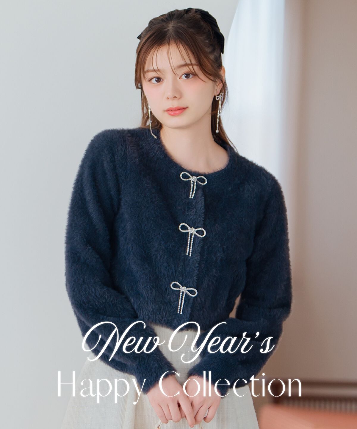 WILLSELECTION「リボンモチーフシャギーカーディガン」|カーディガン|ﾁｬｺｰﾙｸﾞﾚｰ