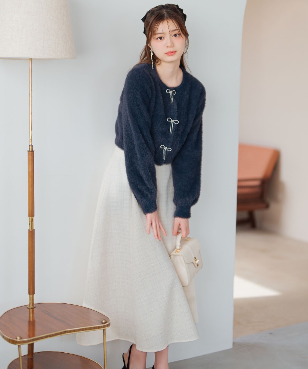 WILLSELECTION「リボンモチーフシャギーカーディガン」|カーディガン|