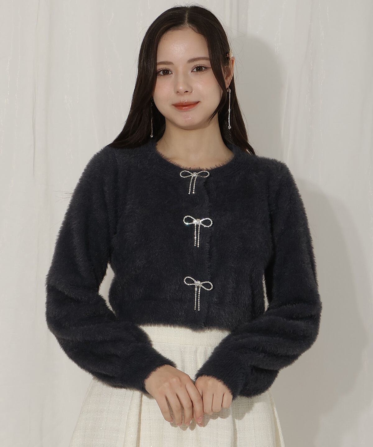 WILLSELECTION「リボンモチーフシャギーカーディガン」|カーディガン|