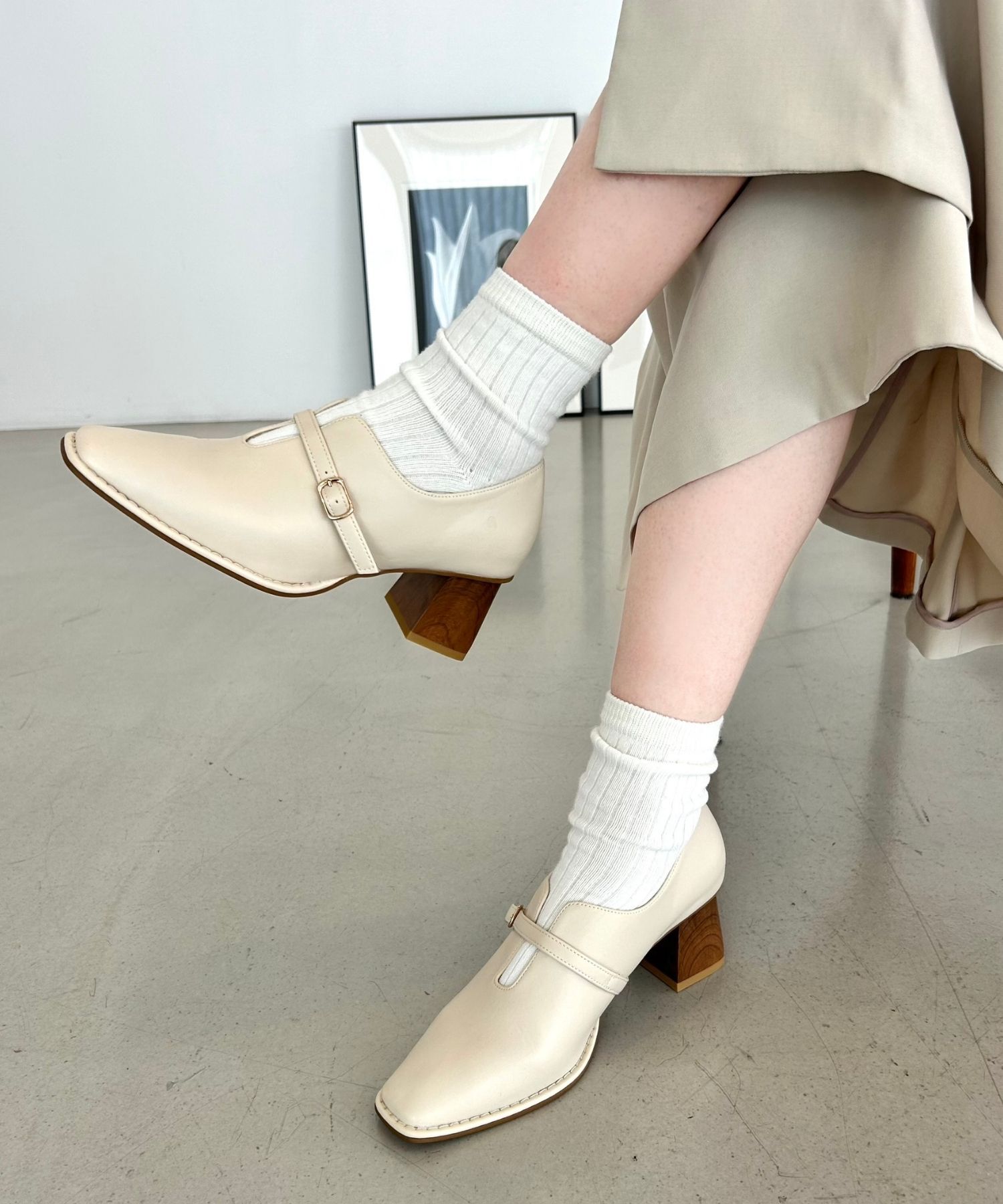 ORiental TRaffic「【トレンド】ウッドヒール甲深パンプス/41119 パンプス」|パンプス|