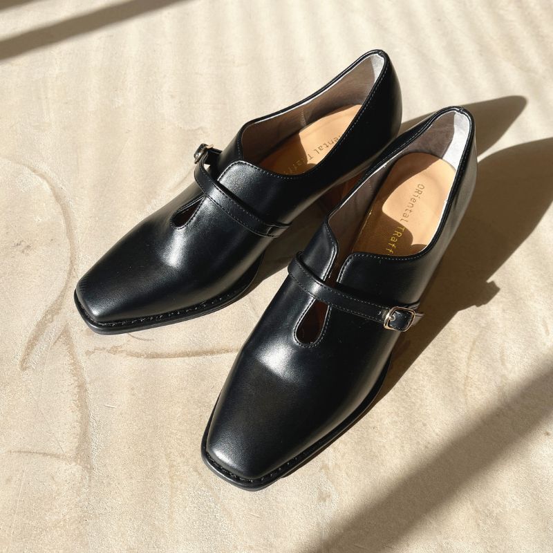 ORiental TRaffic「【トレンド】ウッドヒール甲深パンプス/41119 パンプス」|パンプス|BLACK