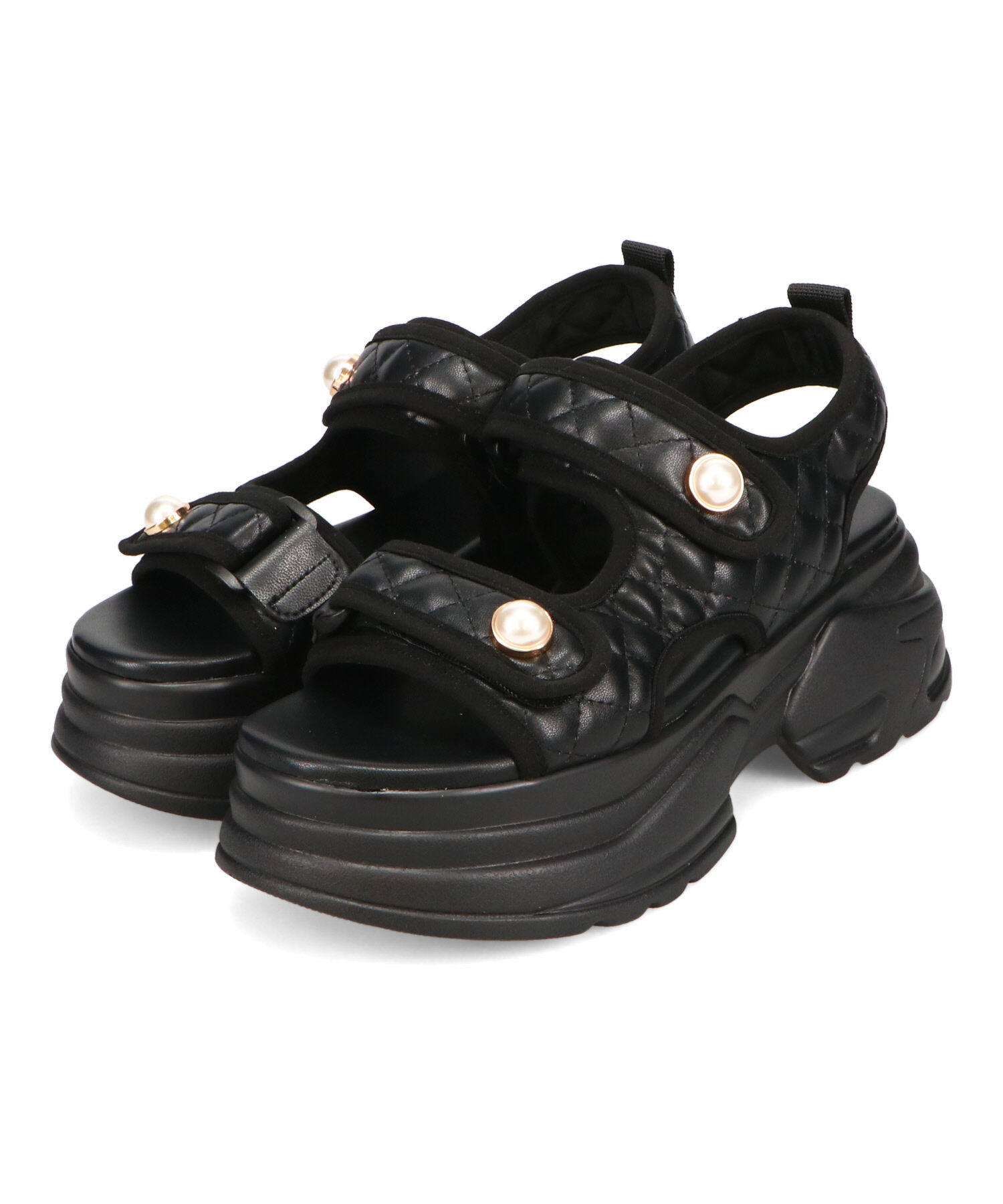 ORiental TRaffic「●2025春夏新作●キルティングパールボタン厚底サンダル/51213 サンダル 厚底 人気」|サンダル|