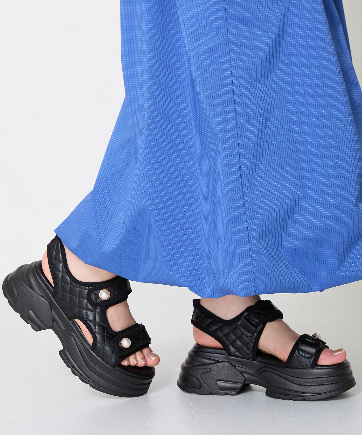 ORiental TRaffic「●2025春夏新作●キルティングパールボタン厚底サンダル/51213 サンダル 厚底 人気」|サンダル|