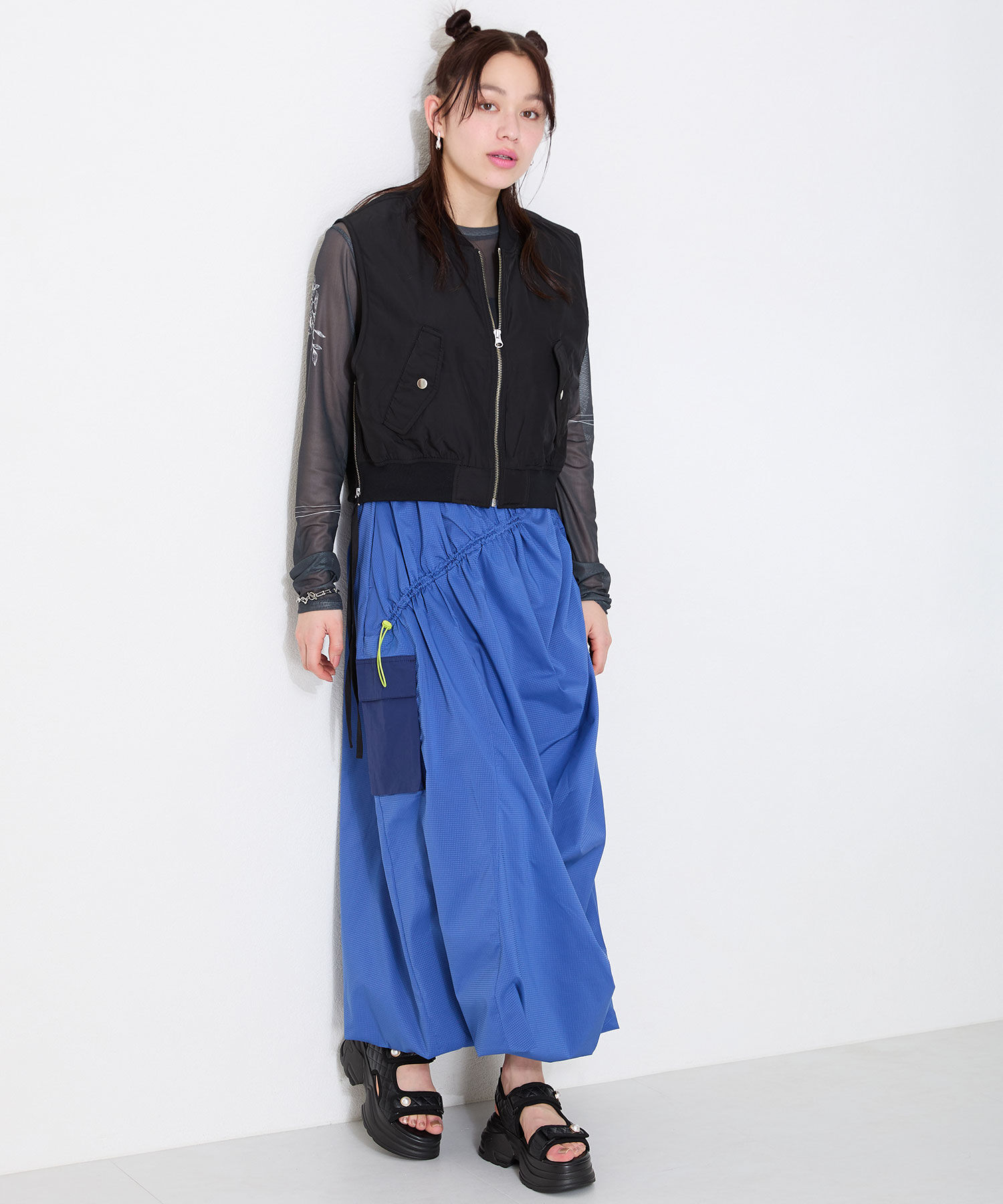 ORiental TRaffic「●2025春夏新作●キルティングパールボタン厚底サンダル/51213 サンダル 厚底 人気」|サンダル|