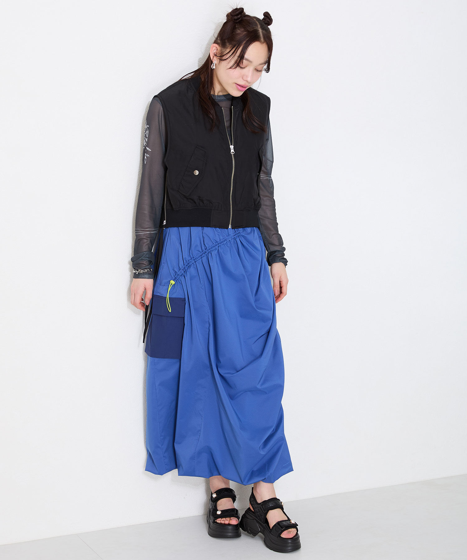 ORiental TRaffic「●2025春夏新作●キルティングパールボタン厚底サンダル/51213 サンダル 厚底 人気」|サンダル|