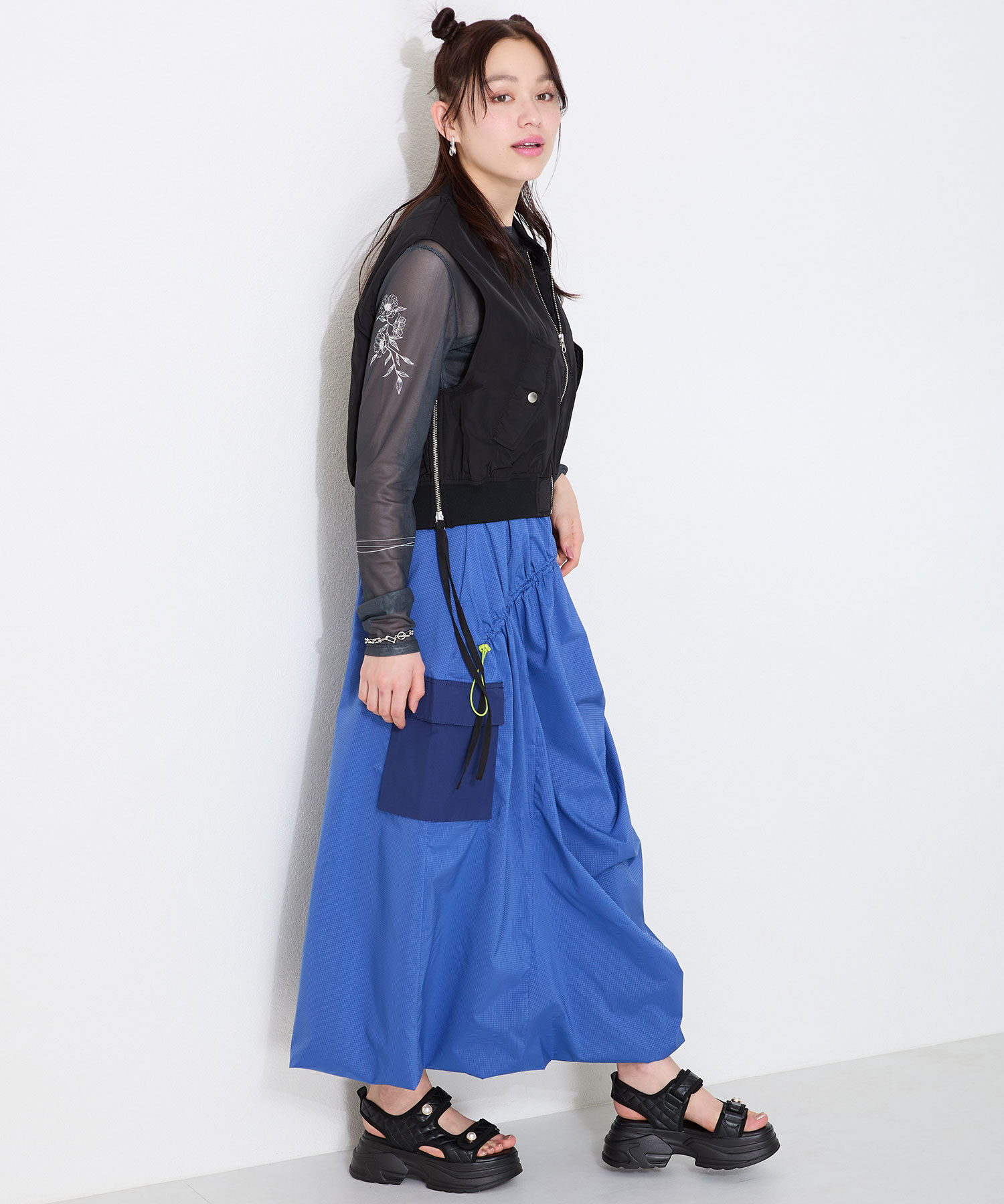 ORiental TRaffic「●2025春夏新作●キルティングパールボタン厚底サンダル/51213 サンダル 厚底 人気」|サンダル|