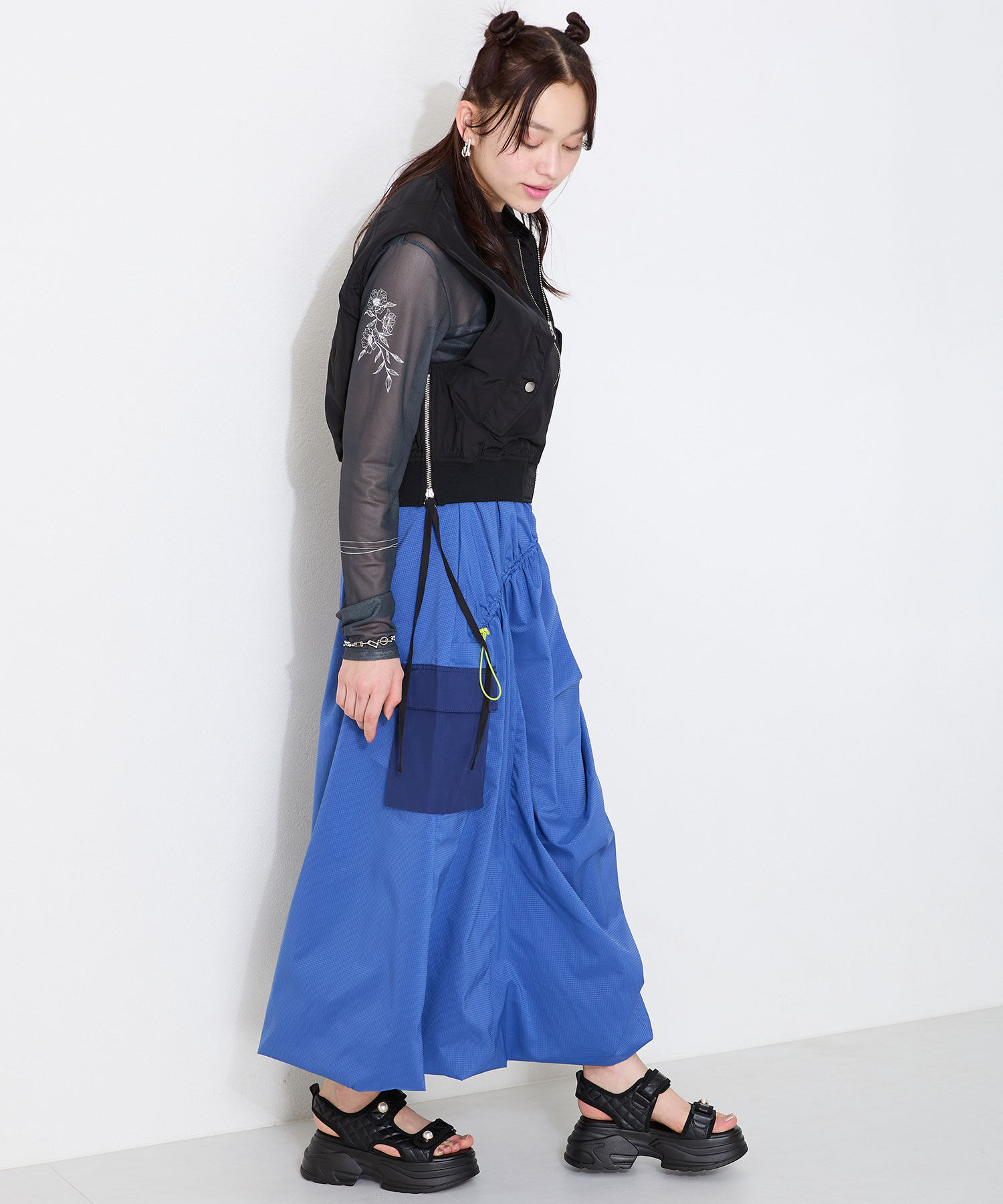 ORiental TRaffic「●2025春夏新作●キルティングパールボタン厚底サンダル/51213 サンダル 厚底 人気」|サンダル|