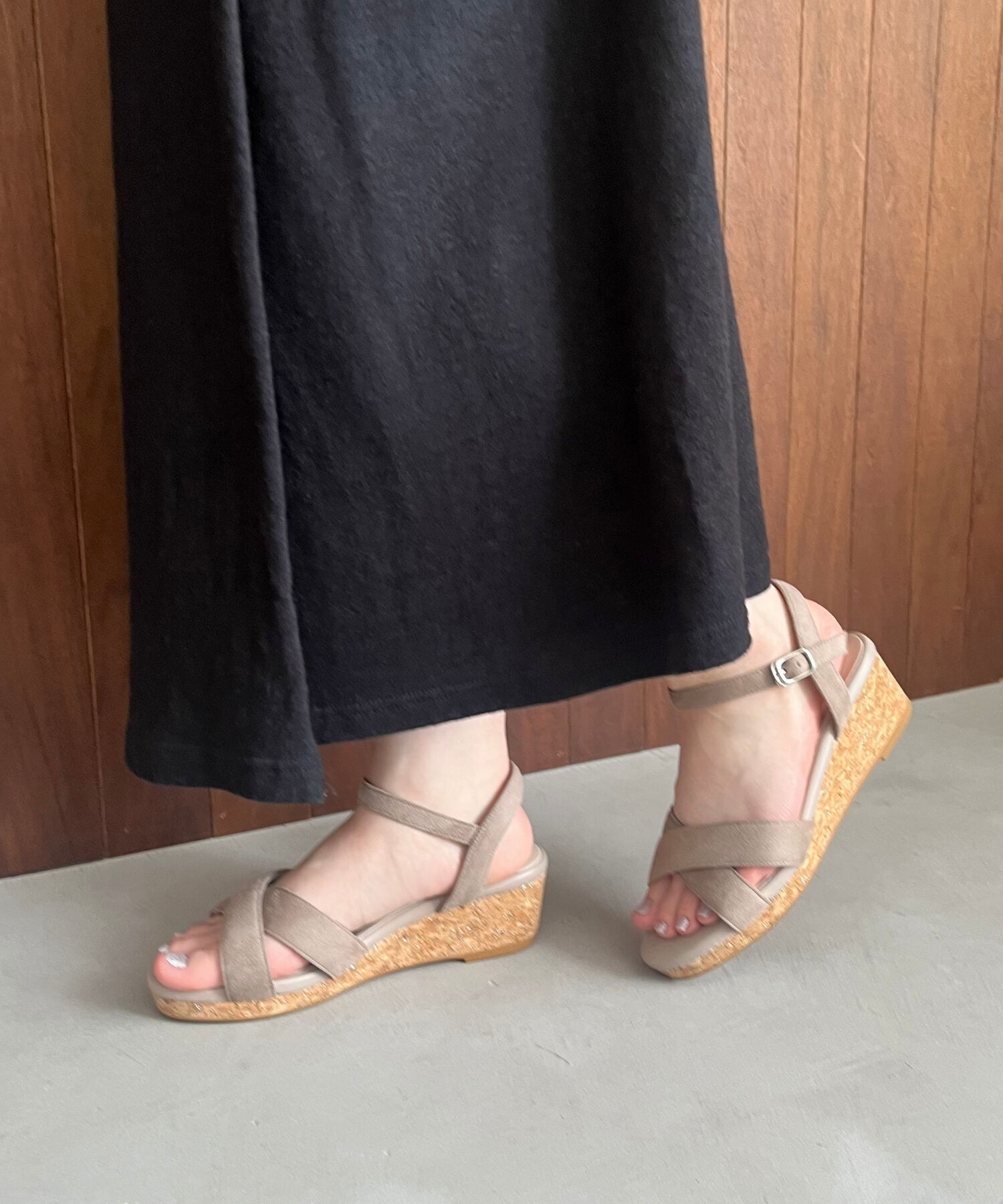 WA Oriental TRaffic「●2025春夏新作●アーモンドトゥクロスウエッジサンダル/52201 サンダル トレンド 人気 クッション」|サンダル|