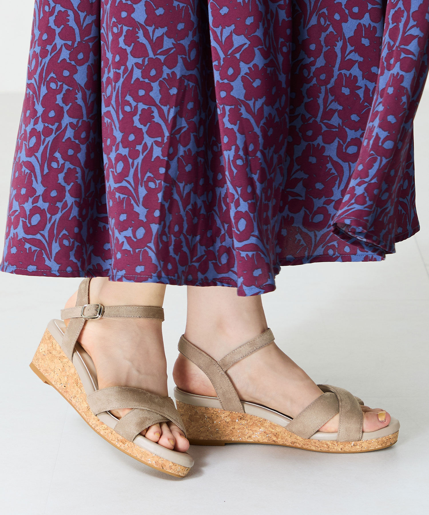 WA Oriental TRaffic「●2025春夏新作●アーモンドトゥクロスウエッジサンダル/52201 サンダル トレンド 人気 クッション」|サンダル|