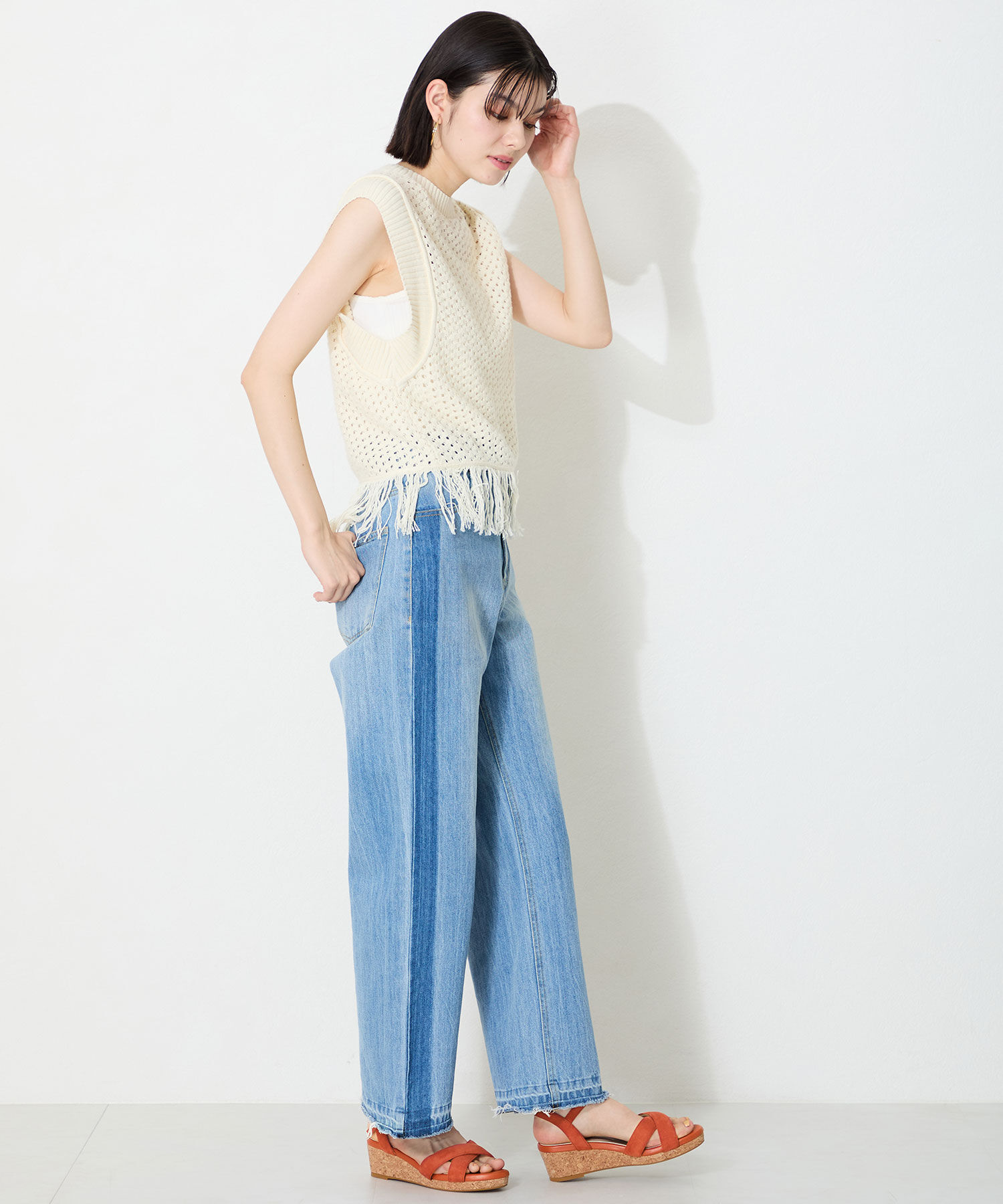 WA Oriental TRaffic「●2025春夏新作●アーモンドトゥクロスウエッジサンダル/52201 サンダル トレンド 人気 クッション」|サンダル|