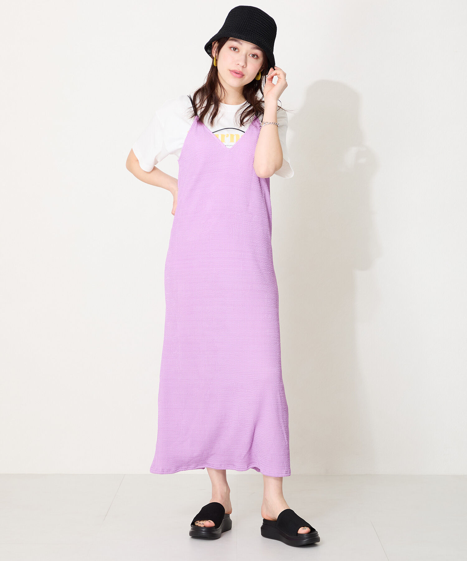 WA Oriental TRaffic「●2025春夏新作●厚底ニットミュールサンダル/52215 サンダル 厚底 ニット ミュール 人気 トレンド」|サンダル|