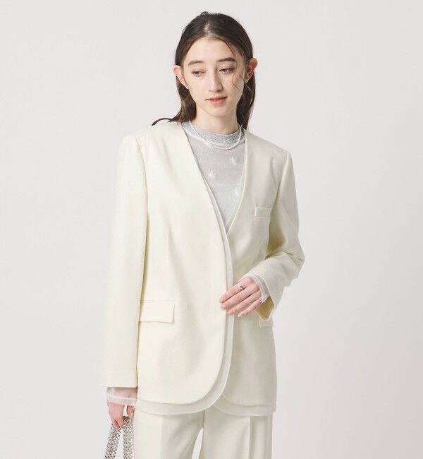 UNITED ARROWS「オーガンジー コンビ ジャケット」|ノーカラージャケット|