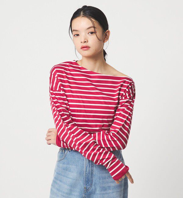 EMMEL REFINES「＜EMMEL REFINES＞EM アシンメトリー ボーダー ロンT」|Tシャツ・カットソー|