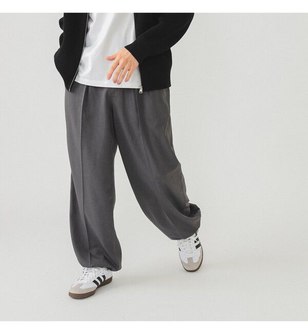 BEAMS「2プリーツ ワイド スラックス」|チノ|