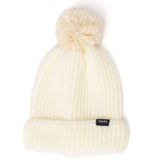 SHIPS KIDS「SHIPS KIDS:ポンポン ニット ワッチ」|ニット帽|ホワイト