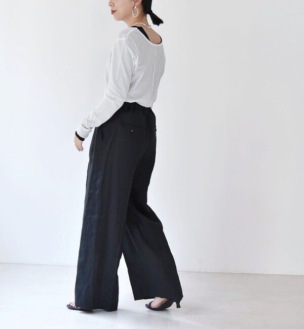 quaranciel「quaranciel:〈洗濯機可能〉ヘンプ ワイド タック パンツ」|スラックス|