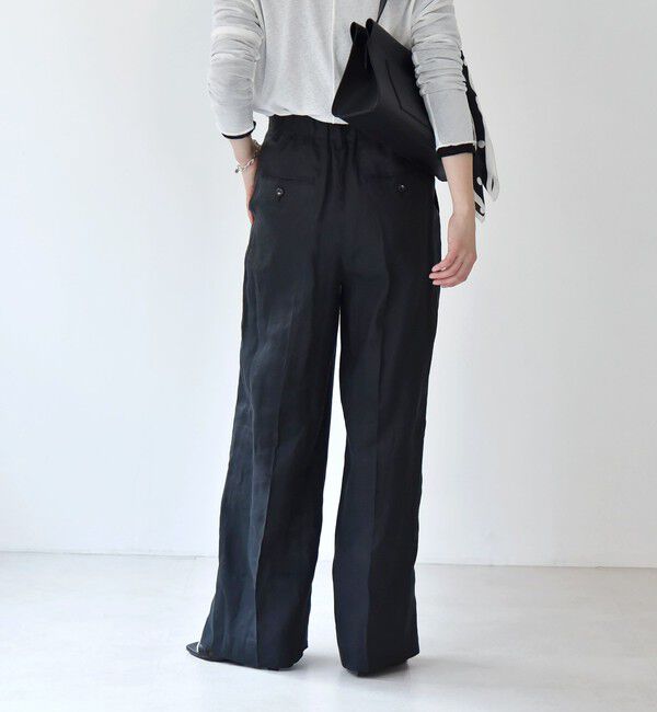 quaranciel「quaranciel:〈洗濯機可能〉ヘンプ ワイド タック パンツ」|スラックス|