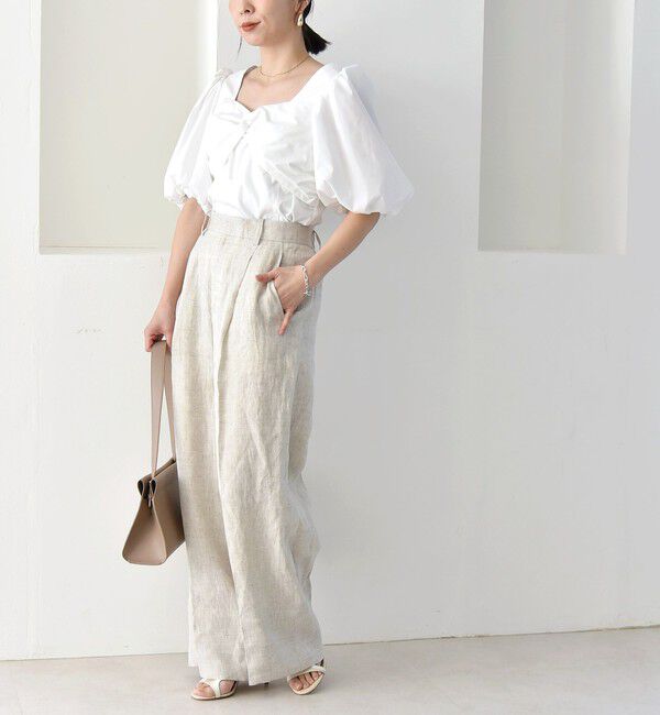 quaranciel「quaranciel:〈洗濯機可能〉ヘンプ ワイド タック パンツ」|スラックス|